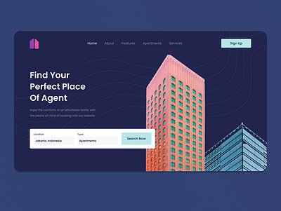 Header Real Estate Property Landing Page UI Design design flat minimal ui uiux ux web webdesign website