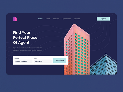 Header Real Estate Property Landing Page UI Design