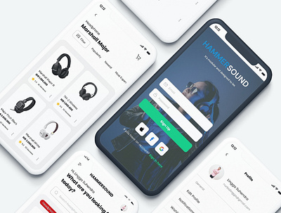 Hammersound E-Commerce App UI Design app branding design minimal ui uiux ux