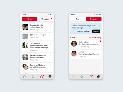 News/Messages - Redesign Pinterest App