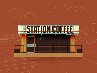 Station Coffee brew coffee drive thru illustration kansas city kc open westport