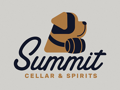 Summit Cellar & Spirits barrel branding design dog illustration liqueur logo st bernard summit