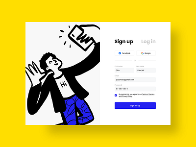 Sign up authentication challenge daily dailyui doodle log in pczohtas sign up uidesign webdesign website