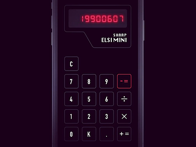 Retro Calculator App 80s app calculator calculator ui daily ui 004 daily ui challenge dailyui dark darkui digital ios pczohtas retro sharp sharp elsi mini