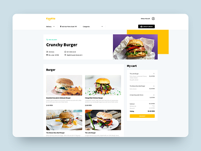 Kookta delivery burgers cart catering checkout delivery delivery app delivery service detail view food and drink food app food ordering kookta delivery ordering pczohtas product design ux ui venue web design