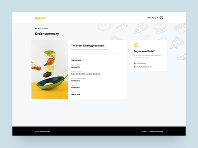 Food delivery - order summary app design delivery delivery app delivery website food delivery food delivery service food ordering kookta delivery minimal order order summary pczohtas product design pánczél otto summary uxui web design