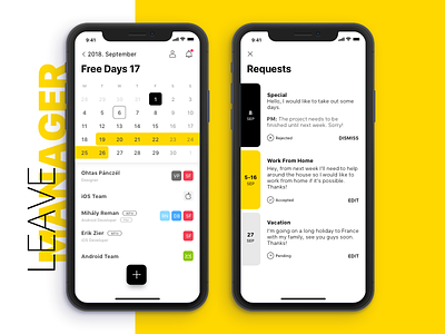 Leave Manager (iOS11) app apple application design halcyonmobile ios11 iphonex leavemanager mobile pczohtas ui ux