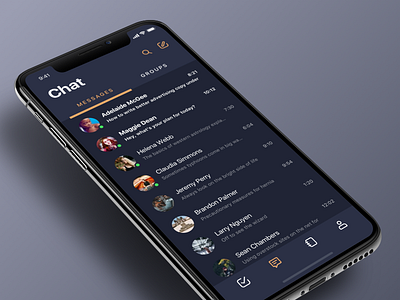 Chat (dark mode) app chat dark theme ios iphone x messages premium product design ui design ux design