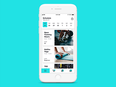 Fitness iOS App (class booking) animation app booking fitness app gym app halcyonmobile ios minimal pczohtas principle ui user experience