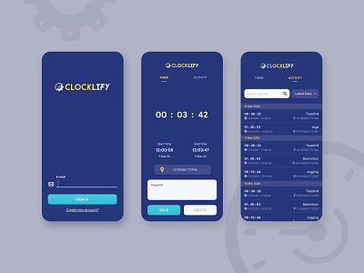 Clocklify app design mobile ui ux