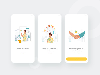 Inner Circle e-Commerce On-boardings app design illustration ui ux vector