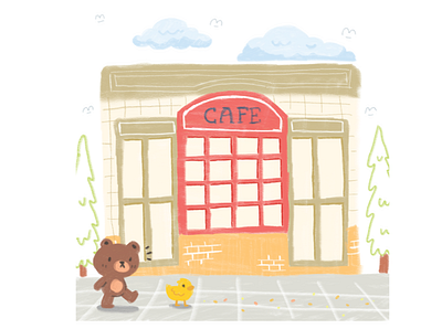 following you cafe cute cute animal cute art cute illustration digital art digital drawing doodle illustration kawaii kawaii art kawaii illustration