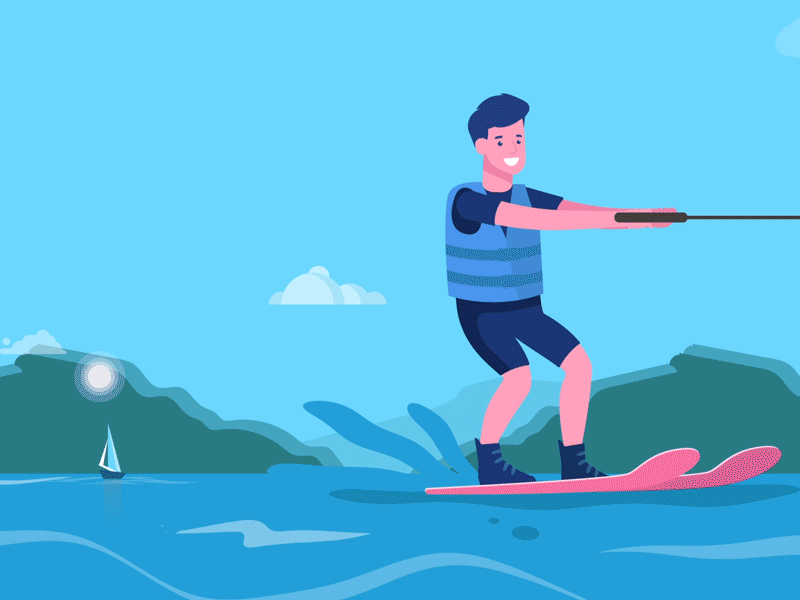 Live for the adventure. animation design fixcreatives gif illustration male character motion graphics outdoor wakeboard