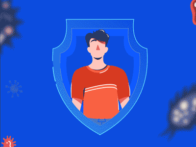 Shelter in place? Stay shielded, and safe! animation fixcreatives germs gif illustration male character motion graphics shield