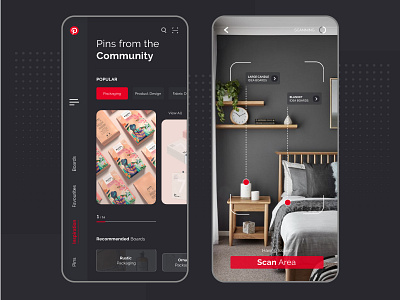 Pinterest AR: Application Concept app interaction design mobile design mobile ui pinterest product design ui user research ux