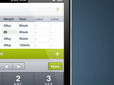 iPhone app screenshot app edit mode green interface iphone iphone4 table ui