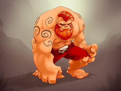 The Beard beard cartoon character comic digital painting drawing game godsrule hulk illustration muscle muscular red skull tattoo unit warrior