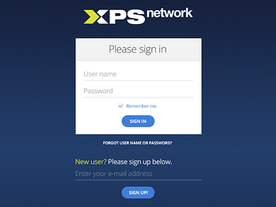 Web Sign In blue flat form log in password remember me sign in sign up user web xps