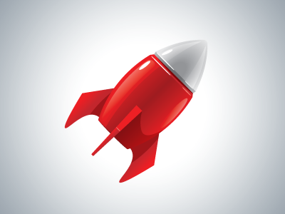Red Rocket cartoon game gloss glossy icon plastic red rocket space toy vector