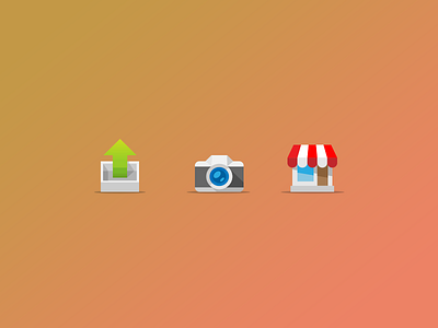 Small icons camera cartoon colourful design flat icon illustration share simple small store