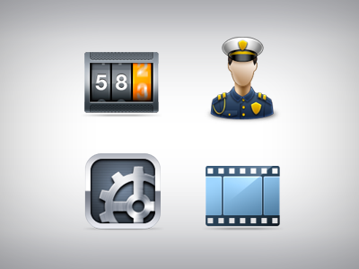 CMS Icons cms counter cog film icons meter movie officer police preferences settings