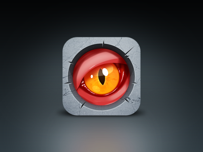 Peephole animal eye icon ios red stone