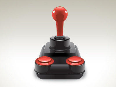 Retro Joystick - vector black button game gaming gloss glossy icon illustration joystick plastic red reflection retro vector
