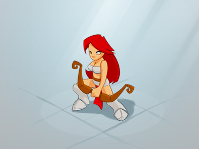 Archer animation archer arrow asset bow cartoon character comic concept fighter game gaming hair illustration isometric red strategy tiles woman