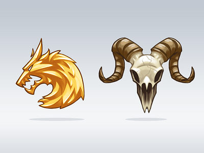 Clan Emblems animal cartoon clans emblems game goat gold icons illustration ram skull wolf