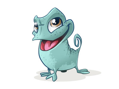 Game Character bluegreen cartoon chameleon character drawing game puppy dog eyes sketch