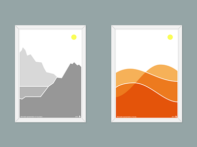 Minimalist Series 2 dunes gray minimalist orange poster series