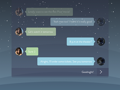 Daily UI #013 - Direct Messaging chat daily date direct landscape messaging movies stars ui