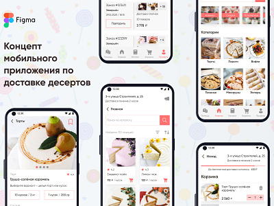 Food Delivery App Mobile Design Case Study (rus) android app design bakery concept confectionery figma food delivery app logo design minimalism mobile app mobile design ux ui design