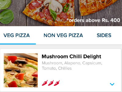 Domino's Pizza app banner card dominos food ingredient mobile offer pizza recipe redesign spicy ui ux