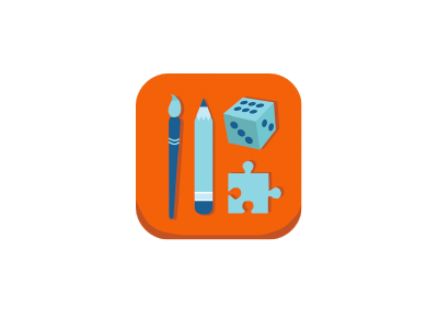 Flintobox App Launcher activity app box brand branding brush calendar design dice flinto flow icon illustration kids launcher logo month pencil puzzle vector