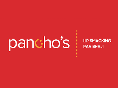 Panchos Pav Bhaji bhaji brand branding design food happy illustration lip logo panchos pav smacking smiley typography vector web