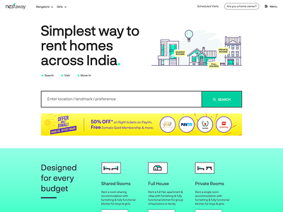 Nestaway Home ad banner budget diwali home home page home page design house illustration nav bar nestaway owner private property real estate real estate agency rent room search tenant