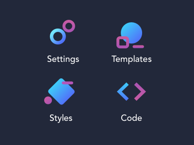 Abstract Icons abstract app blue brand branding code design gradient icon icons illustration purple settings shapes styles templates ui web