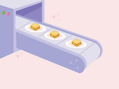 Sandwich Maker brand branding bread conveyor belt design food food app illustration machine sandwich vector