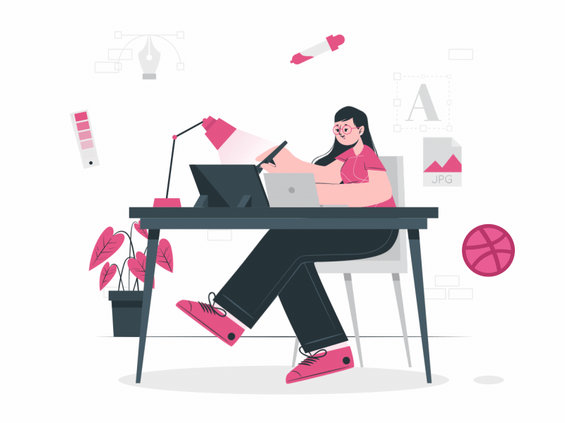Productive Girl👩‍💻 adobe aftereffects animation illustration motion graphics