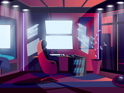 Futuristic gaming room