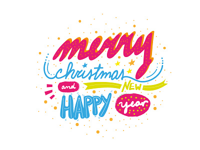 Merry Christmas & Happy New Year christmas greetings illustrator lettering new year typography vector xmas
