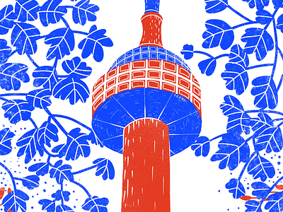 Seoul, South Korea ipad pro kat orbeta red and blue seoul tower