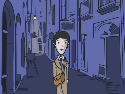 A Dark Alley (wip) adobe boy dark illustration illustrator purple