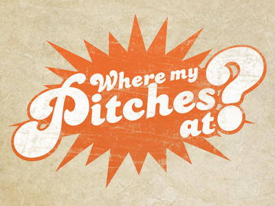 Where My Pitches At? kickball logo orange scoregasim