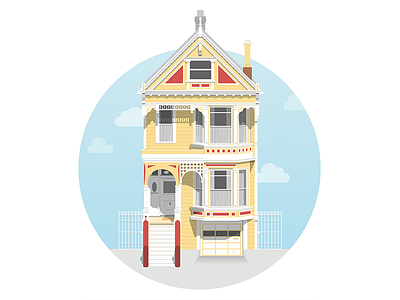 Painted Lady america architecture building home house illustration san francisco study travel vacation world yellow