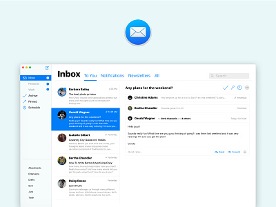 Concept: The new macOS Mail app apple email gmail google assistant icloud inbox mac macos mail schedule