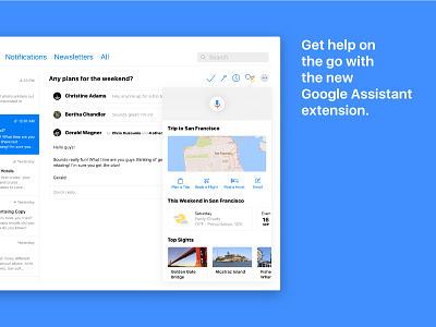 Concept: The new macOS Mail - Google Assistant Extension app apple email gmail google assistant icloud mac macos mail plan smart search