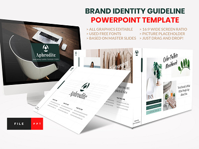 Brand Identity Guideline PowerPoint Layout Design brand brand identity guidelines branding business concept creative identity label logo management market marketing media plan product proposal startup trademark value