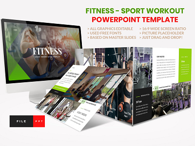 Sport - Fitness Business Workout PowerPoint Layout Design aerobic athlete bodybuilding business coach creative exercise game gym healthy lifestyle personal trainer physical ecercise pitch deck presentation sport sporty template trainer fitness workout